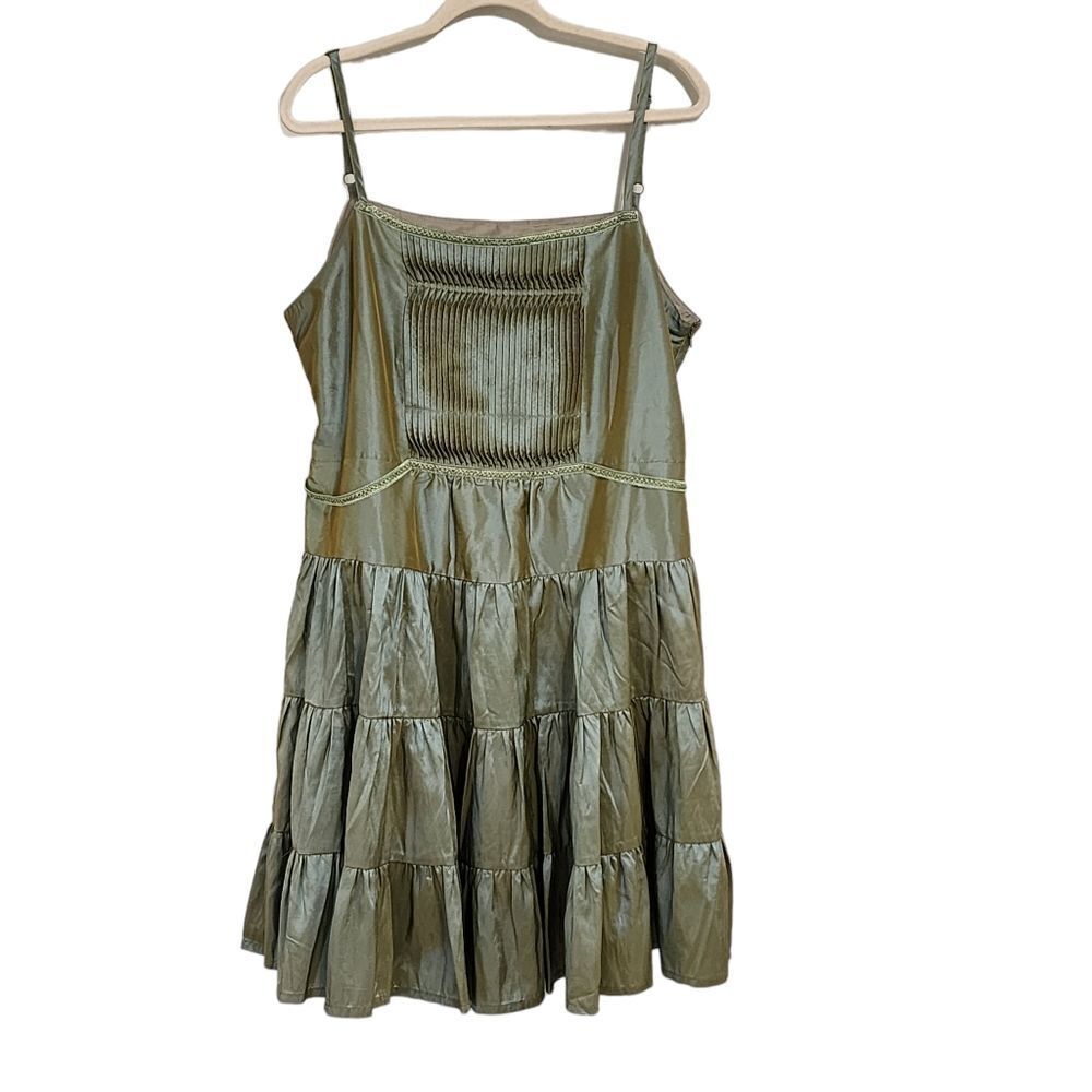 NorthStyle dress green shimmery pleated front tiered whimsigoth fairycore XL